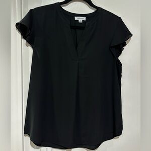 EUC Women’s Black Calvin Klein Flutter Sleeve Blouse, Worn 3-3 times, LG
